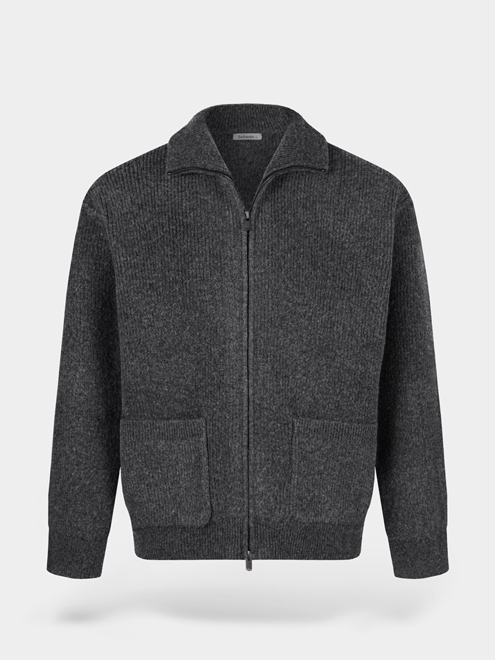 [birbante] 캐시미어 터치 투웨이 니트 집업 - 차콜