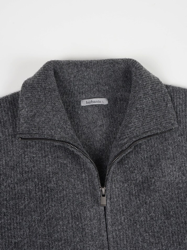 [birbante] 캐시미어 터치 투웨이 니트 집업 - 차콜