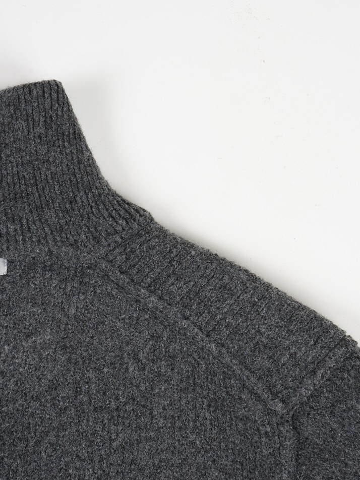 [birbante] 캐시미어 터치 투웨이 니트 집업 - 차콜