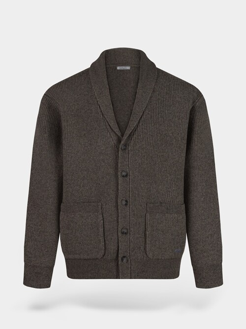 [birbante] 캐시미어 터치 숄 카라 가디건 - 브라운