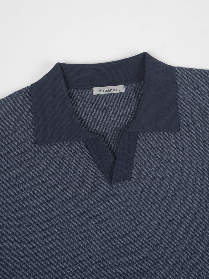 [birbante] 슬랜트 워셔블 카라 니트 - 네이비