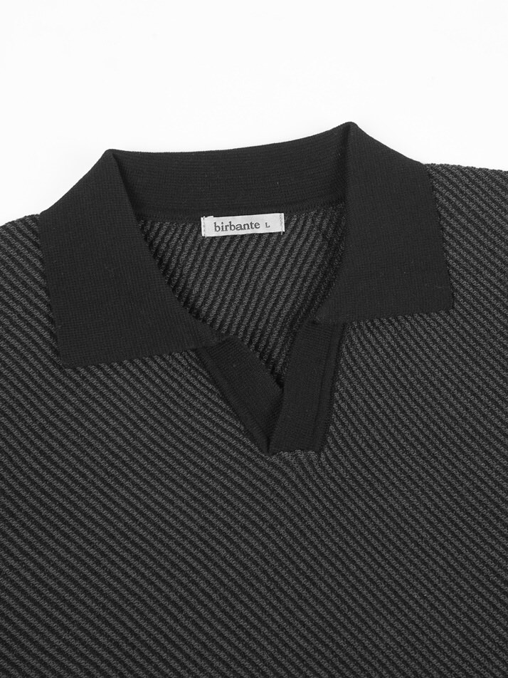 [birbante] 슬랜트 워셔블 카라 니트 - 블랙