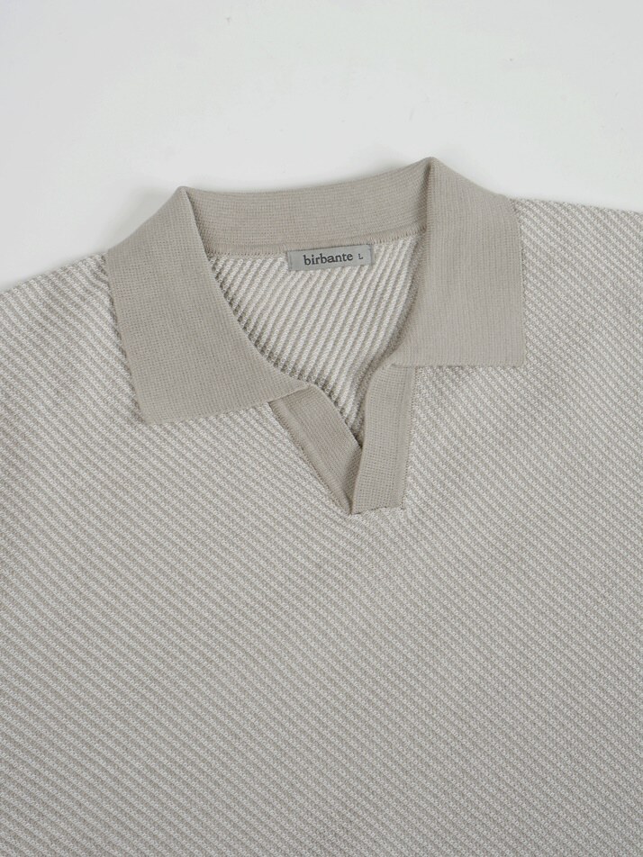 [birbante] 슬랜트 워셔블 카라 니트 - 샌드