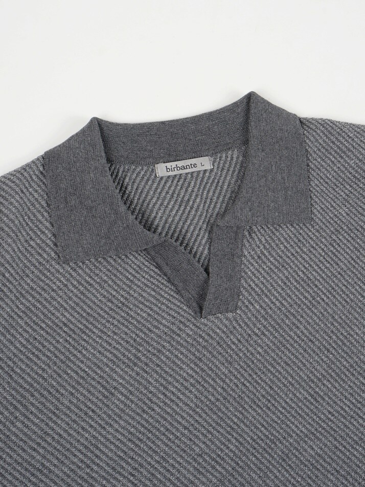 [birbante] 슬랜트 워셔블 카라 니트 - 그레이