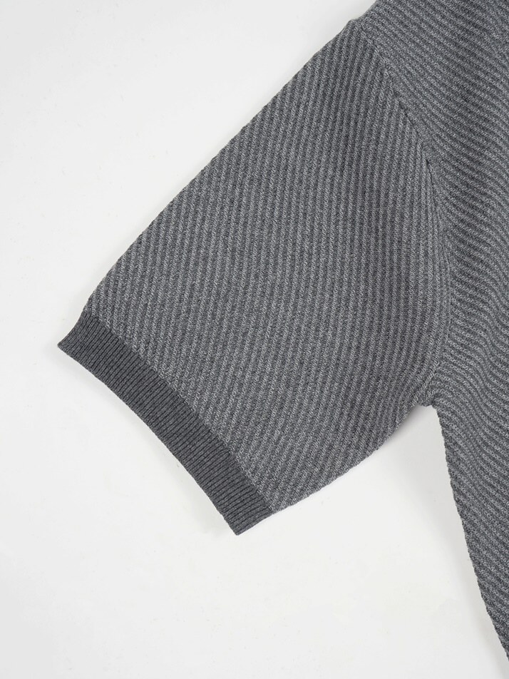 [birbante] 슬랜트 워셔블 카라 니트 - 그레이