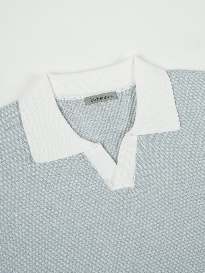 [birbante] 슬랜트 워셔블 카라 니트 - 스카이 블루