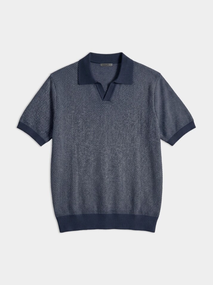 [birbante] 슬랜트 워셔블 카라 니트 - 네이비