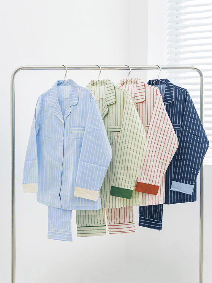 스트라이프 워싱 고밀도 60수 항균 잠옷 홈웨어 파자마 세트 L/XL 4컬러