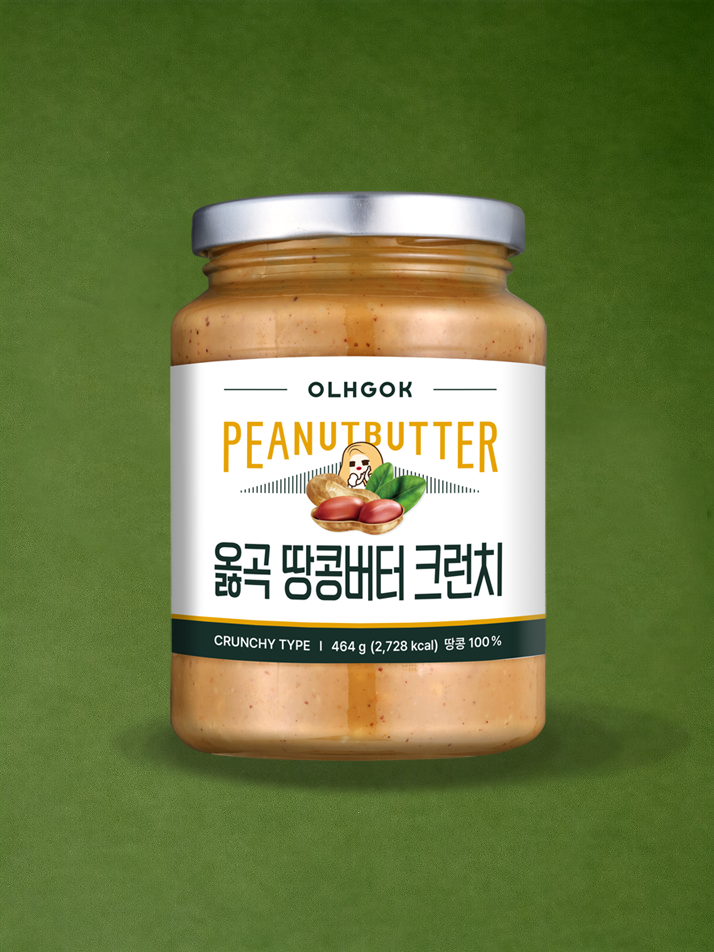 [옳곡] 국내산 100% 무첨가 땅콩버터 464g 크런치