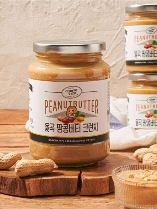 [옳곡] 국내산 100% 무첨가 땅콩버터 464g 크런치