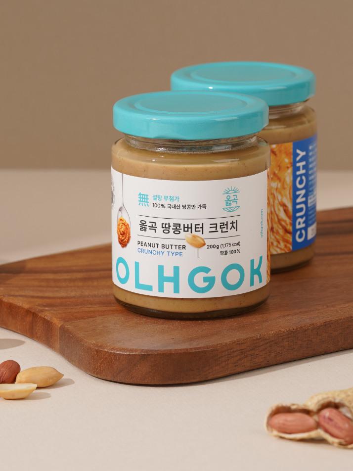 [옳곡] 국내산 100% 무첨가 땅콩버터 200g 크런치