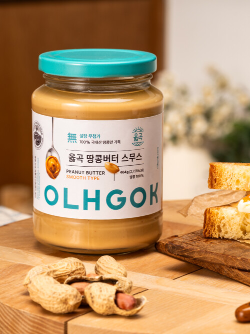 [옳곡] 국내산 100% 무첨가 땅콩버터 464g 스무스