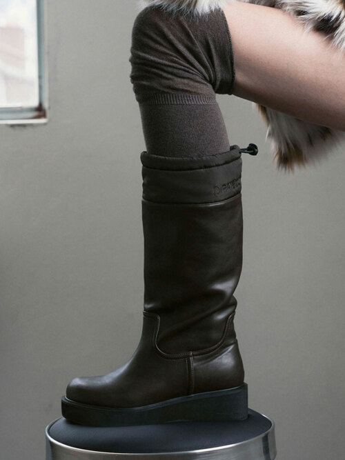 Napping Soft Leather Boots / Brown