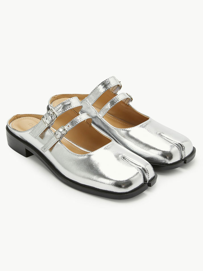 Double Buckle Mule / Silver