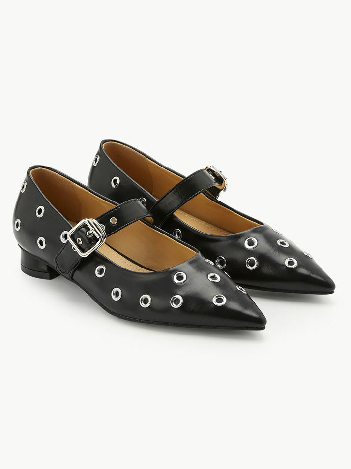Eyelet Buckle Flat / Black