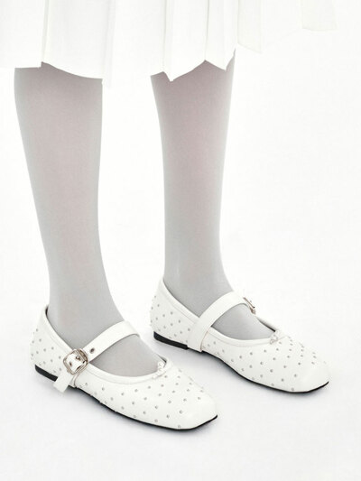 Metal Stud Mary Jane / Ivory