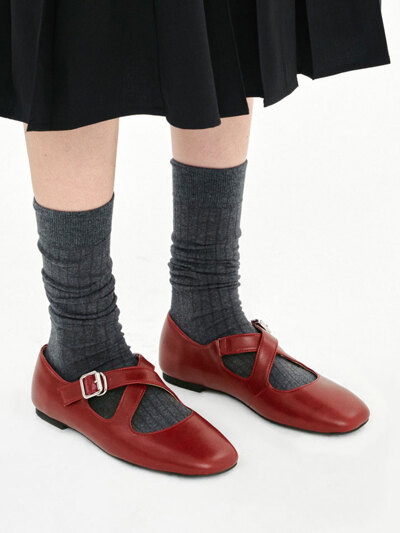 Cross Buckle Mary Jane / Burgundy