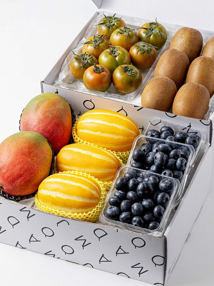 2단 선물세트 애플망고/블루베리/짭짤이 토마토/참외/골드키위 세트