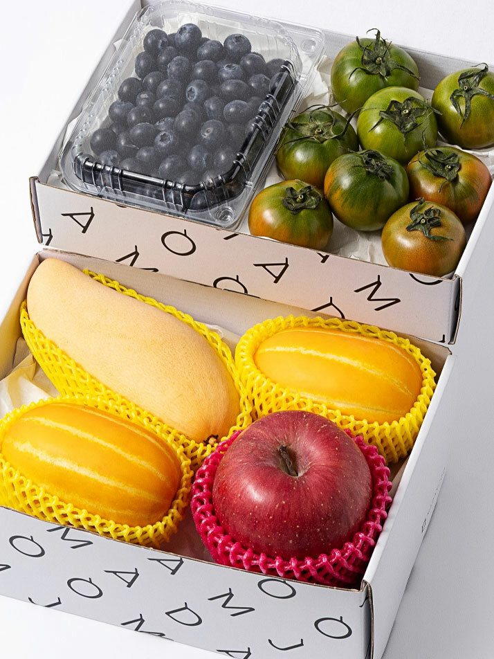 [2단 1호 미니  선물세트] 블루베리/짭짤이 토마토/골드망고/참외/사과 세트