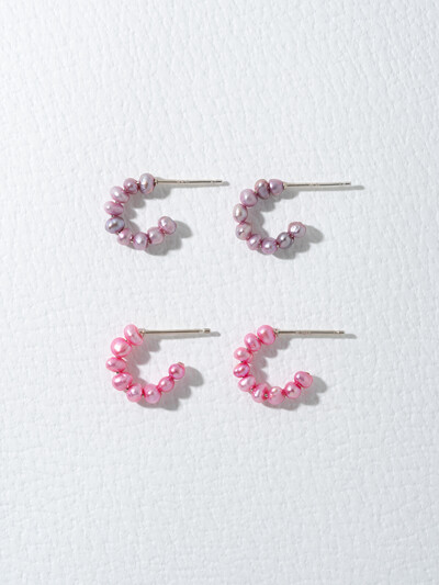 LAVENDER & STRAWBERRY PEARL EARRING