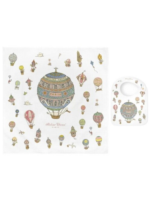 [아뜰리에슈] 10%off SET - Carré+Satin Bib – Hot Air Ballons