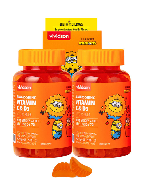 비비슨 올웨이즈 샤이니.비타민 C & D3 구미 2병/ 미니언즈 구미젤리비타민