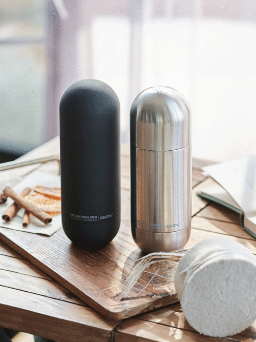 아소부 스텐 보온보냉 알약 텀블러 420ML 오브