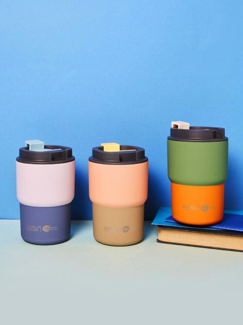 아소부 세라믹코팅 이중진공 스텐 보온보냉 퓨라믹 커피익스프레스 파스텔 360ml