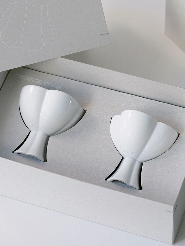 세라믹몽 [GIFT] 비정형 5잎 와인잔&디저트볼 2p [유광]