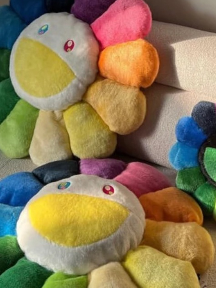 [소니아스갤러리] 무라카미다카시 플라워 쿠션 (레인보우 화이트 60cm)