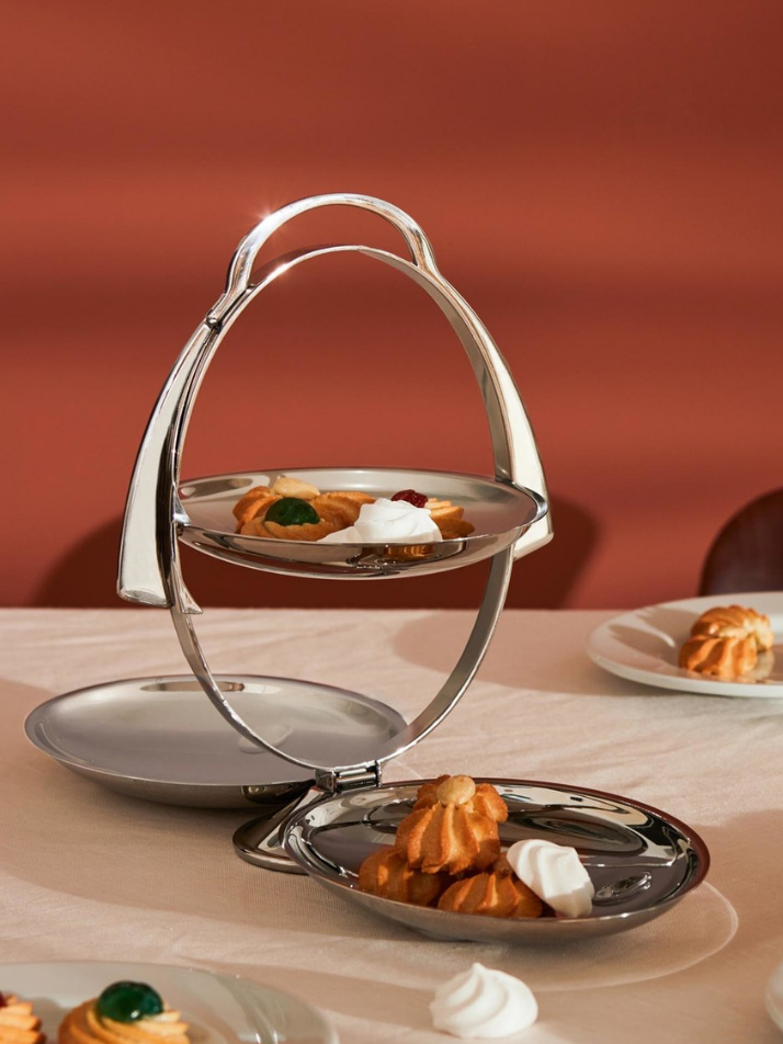 알레시 안나공 접이식 케이크 스탠드 실버