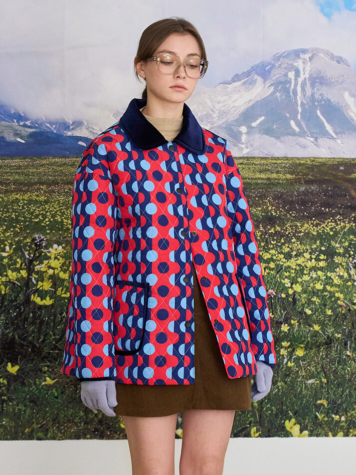 레제 퀼팅 점퍼 (Red Mixed)