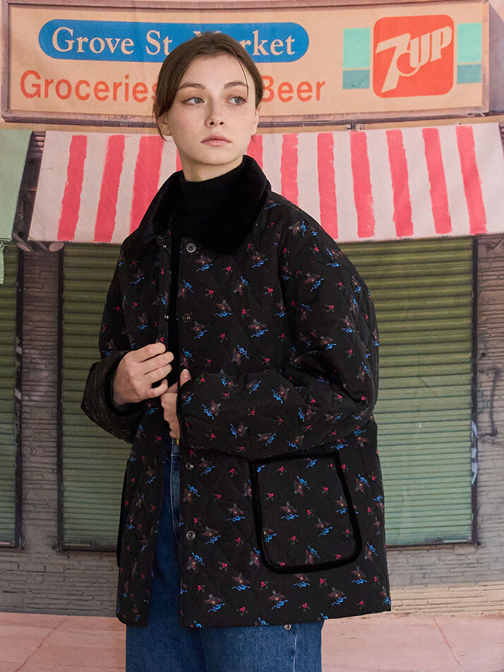 레제 퀼팅 점퍼 (Black Mixed)