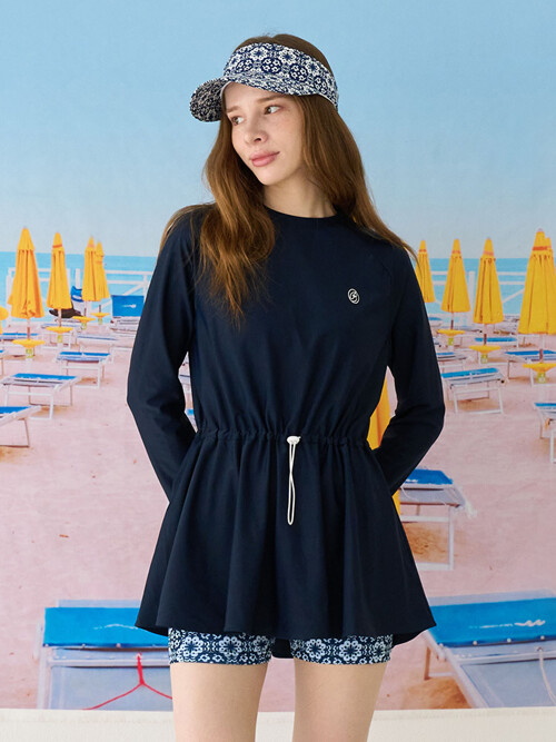 [SET]힙커버 긴팔 래시가드 반바지 세트 네이비