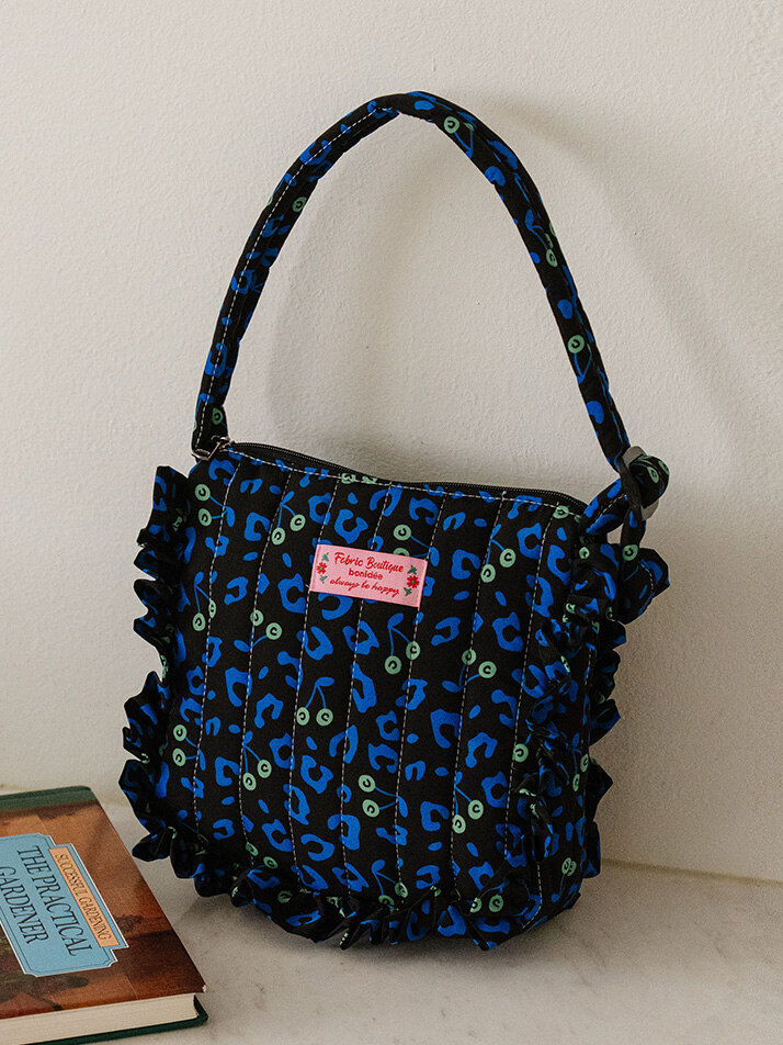 프릴 플루피백 레오파드 블루