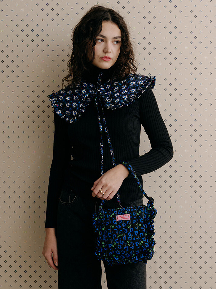 프릴 플루피백 레오파드 블루