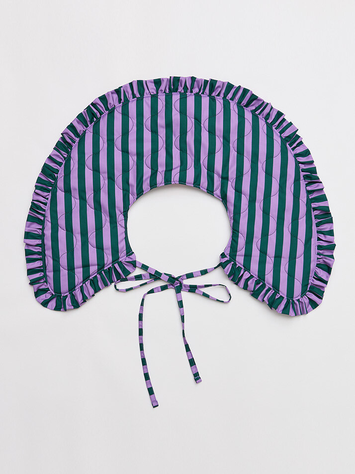 프릴 퀼팅 케이프 스트라이프 퍼플