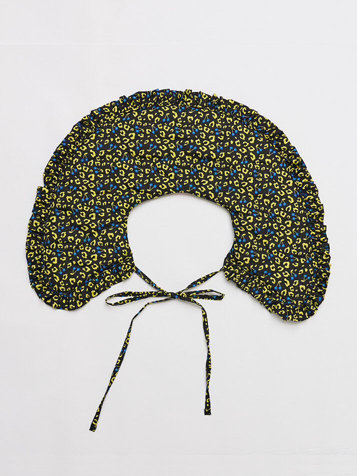 프릴 퀼팅 케이프 레오파드 옐로우