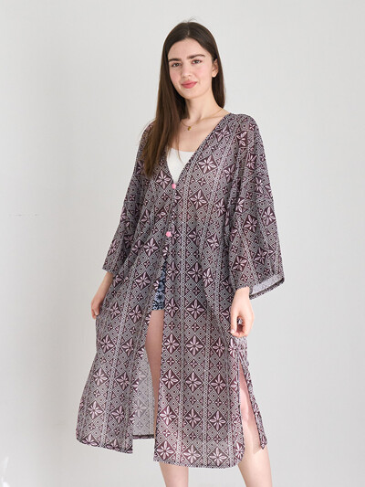 장미단추 롱 로브 쏠레