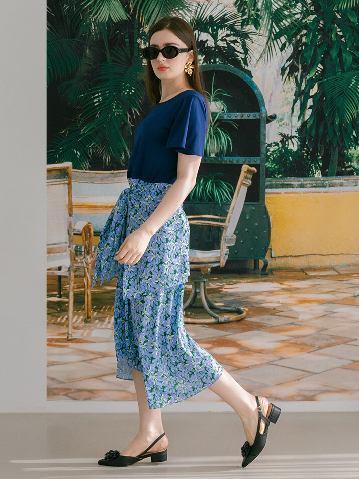 스퀘어넥 커버 원피스 큰꽃