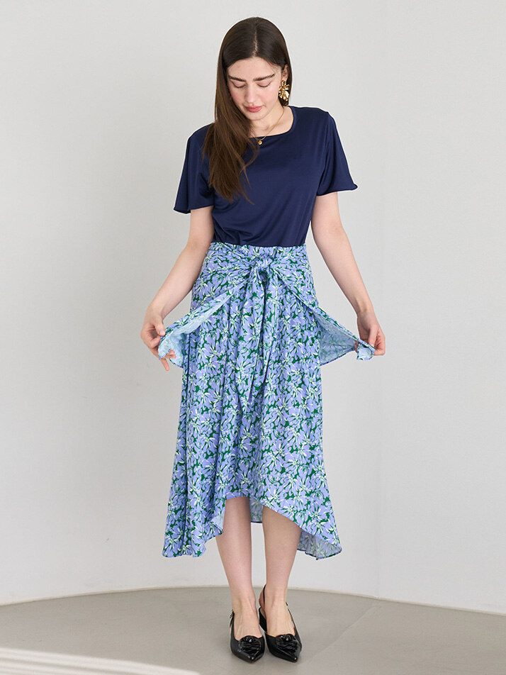 스퀘어넥 커버 원피스 큰꽃