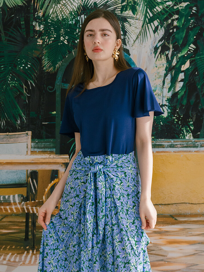 스퀘어넥 커버 원피스 큰꽃