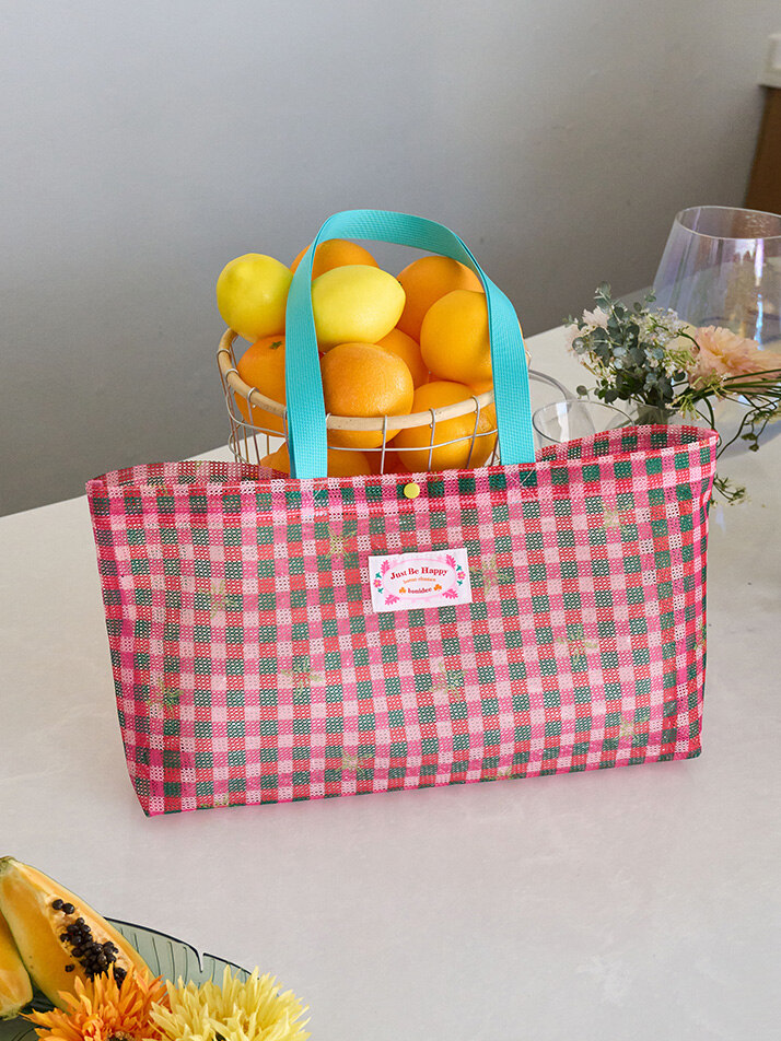 메쉬 아쿠아 볼링백 체크 핑크