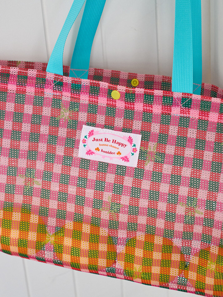 메쉬 아쿠아 볼링백 체크 핑크