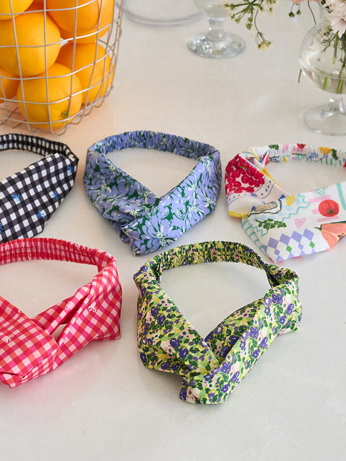 반다나 헤어밴드 큰꽃(소라)