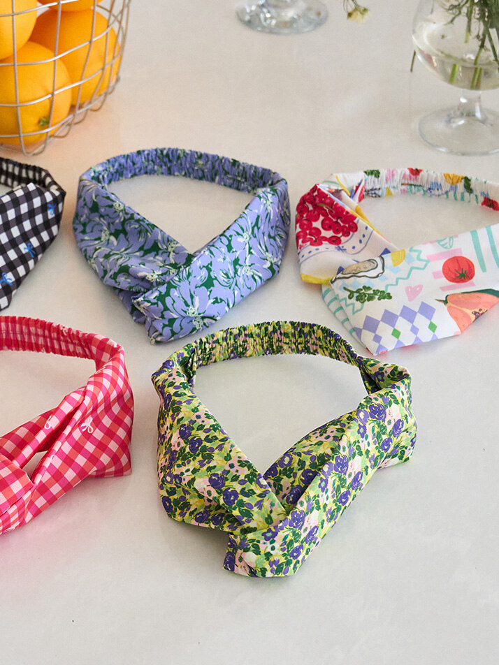 반다나 헤어밴드 강꽃(노랑)