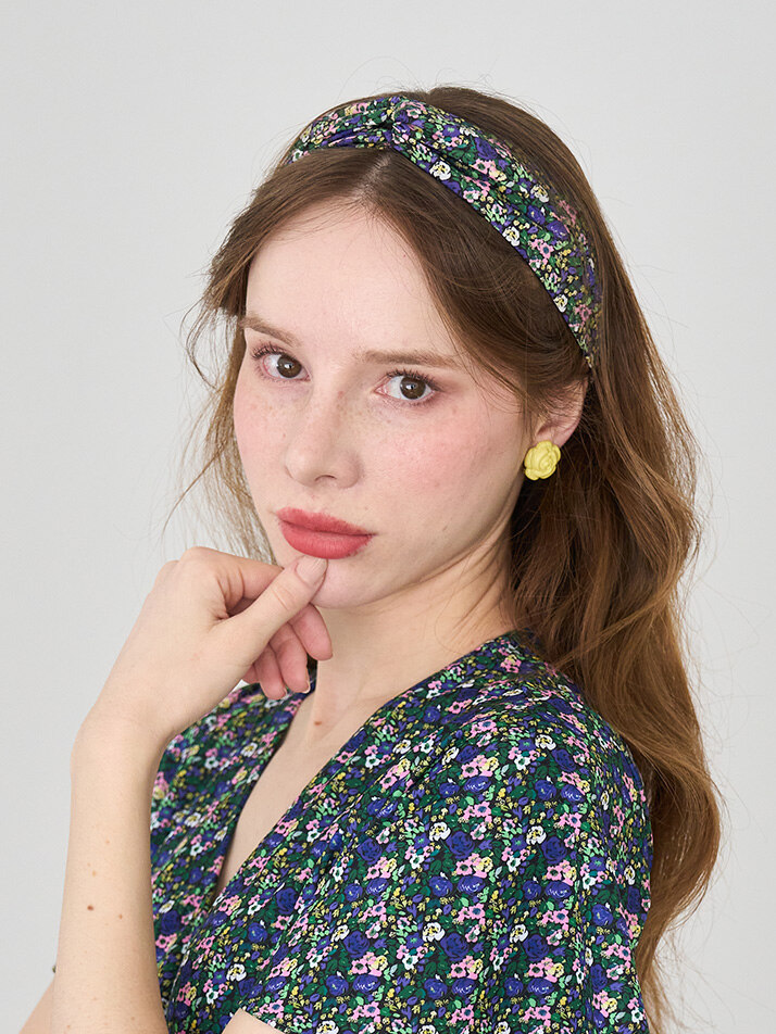 반다나 헤어밴드 강꽃(검정)