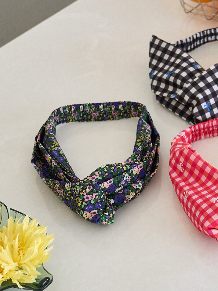 반다나 헤어밴드 강꽃(검정)