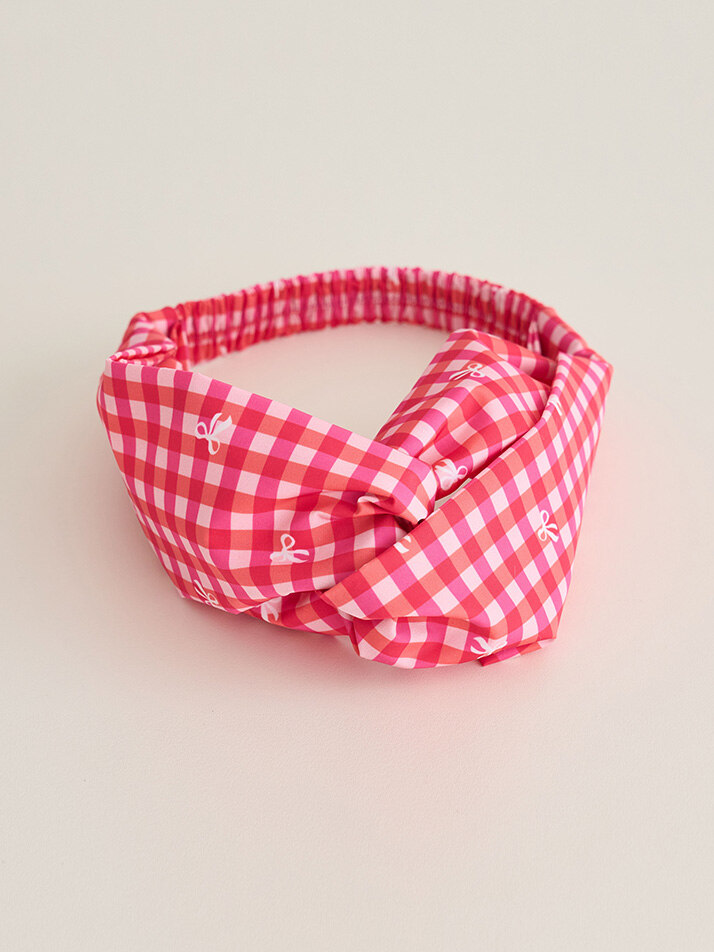 반다나 헤어밴드 체크(레드)