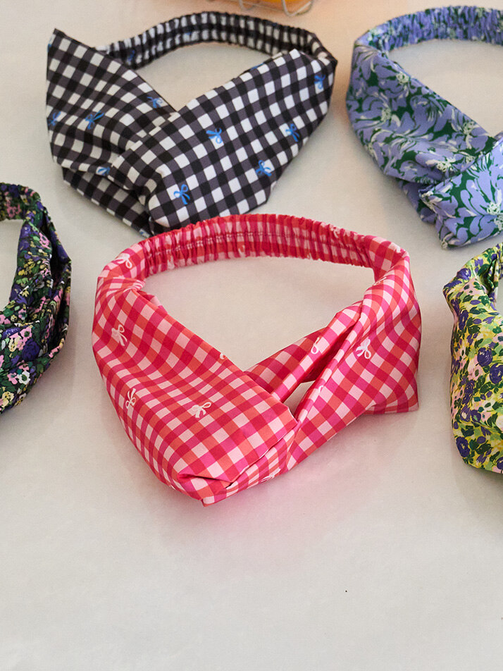 반다나 헤어밴드 체크(레드)